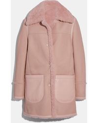 COACH Reversible Shearling Coat - Pink