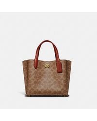 COACH - Coated Canvas Signature Willow Tote 24 Tan/rust One Size - Lyst