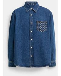 COACH - Long Sleeve Denim Shirt - Lyst