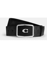 COACH - Signature Plaque Buckle Belt - Lyst