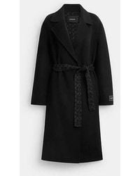 COACH - Belted Wool Long Coat - Lyst