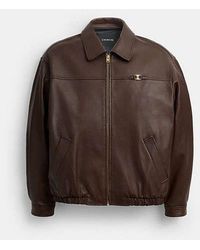 COACH - Chaqueta de piel extragrande con placa Heritage C - Lyst
