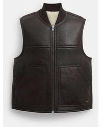 COACH - Veste Sans Manches Réversible En Mouton Retourné - Lyst