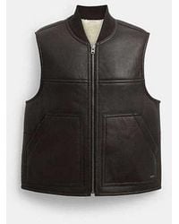 COACH - Reversible Shearling Vest - Lyst