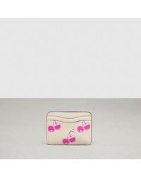 COACH - Wavy Card Case In Topia Leather With Cherry Print - Lyst