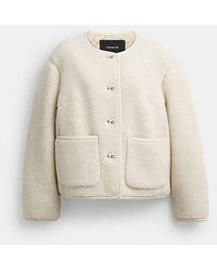 COACH - Short Sherpa Cardi Jacket - Lyst