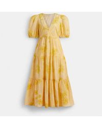 COACH - Long Cotton Floral Dress - Lyst
