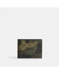 COACH Card Wallet In Wild Beast Camo Print Pebble Leather in Green for Men Lyst