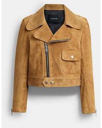 COACH - Asymmetric Suede Jacket - Lyst