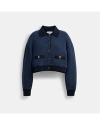COACH - Heritage C Cropped Cardigan Mit Kragen - Lyst