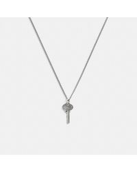 COACH - Sterling Silver Signature Key Pendant Necklace - Lyst