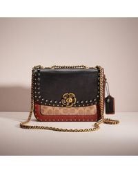 COACH - Upcrafted Madison Shoulder Bag In Signature Canvas With Rivets And Snakeskin Detail - Lyst