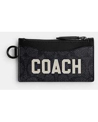 COACH - Zip Card Case In Signature Canvas With Graphic - Lyst