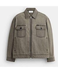 COACH - Zip Denim Jacket - Lyst