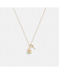 COACH - Rainbow Quilted Padlock Key Pendant Necklace - Lyst