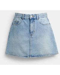 COACH - Denim Mini Skirt - Lyst