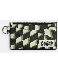 COACH - Zip Card Case With Geo Check Print - Lyst