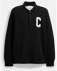 COACH - Relaxed Long Sleeve Knit Polo - Lyst