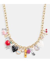 COACH - Heart And Taxi Statement Charm Necklace - Lyst