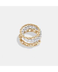COACH - Signature Mixed Chain Ring Set - Lyst