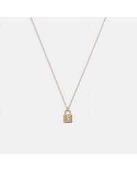 COACH - 14k Gold Quilted Signature Padlock Pendant Necklace - Lyst