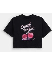 COACH - Airbrushed Cherry Print Cropped T-shirt - Black, Size X-small | Other - Lyst