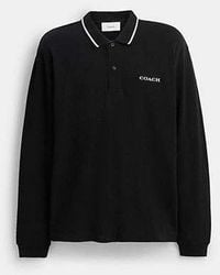 COACH - Signature Trim Long Sleeve Polo - Lyst