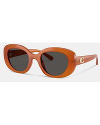 COACH - Maxi Sculpted C Oversized Round Sunglasses - Lyst
