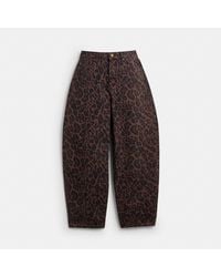 COACH - Leopard Print Barrel Jeans In Organic Cotton - Lyst