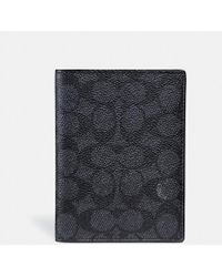 COACH Funda para pasaporte de lona de la firma - Negro