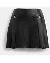 COACH - Heritage C Leather Mini Skirt - Lyst