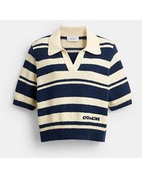 COACH - Striped Knit Polo - Lyst