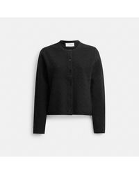 COACH - Signature Knit Cropped Cardigan - Lyst