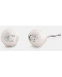 COACH - Signature Pearl Stud Earrings - Lyst