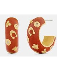 COACH - Puffy Enamel Hoop Earrings - Lyst