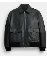 COACH - Leather Bomber Jacket - Lyst