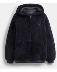 COACH - Oversized Shearling Zip Hoodie - Lyst