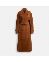 COACH - Heritage C Suede Trench Coat - Lyst