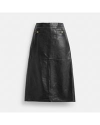 COACH - Heritage C Long Leather Skirt - Lyst