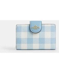COACH - Medium Corner Zip Wallet With Gingham Print - Lyst