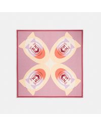 COACH Signature Kaleidoscope Print Silk Square Scarf - Pink