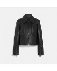 COACH Groovy Leather Jacket - Black