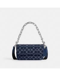 COACH - Charter Flap Crossbody Bag 18 In Signature Denim - Lyst