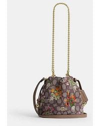 COACH - Faye Mini Drawstring Bag With Floral Embroidery - Lyst