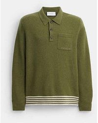 COACH - Knit Long Sleeve Pocket Polo - Lyst