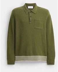 COACH - Polo À Manches Longues Et Poche En Tricot - Lyst