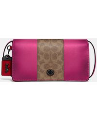 COACH Dinky With Signature Canvas Blocking - Pink