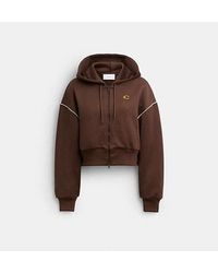 COACH - Heritage Long Sleeve Cropped Sport Full Zip Hoodie - Lyst