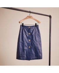 COACH - Restored Leather Skirt With Turnlocks - Lyst