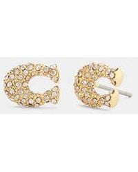 COACH - Pavé C Stud Earrings - Lyst